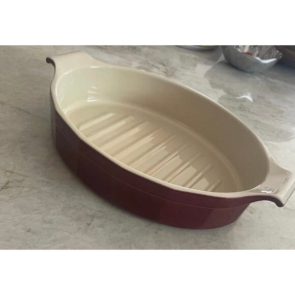 Emile Henry Williams Sonoma large Maroon red oval baker - Picture 3 of 8